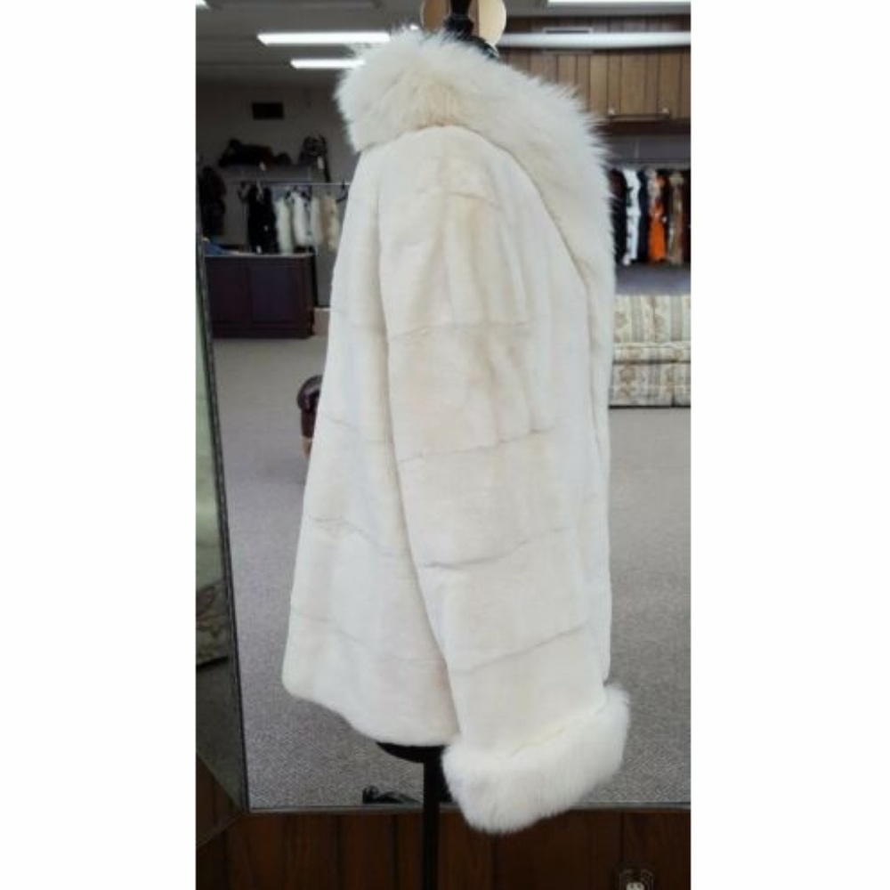 Rex Rabbit Fur Sheared Jacket with Fox Fur - Picture 4 of 8